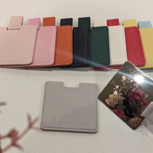 Miroir de poche ultra fin, étui en cuir végétalien, miroir de maquillage, mini miroir de sac à main, miroir cosmétique, miroir de vanité, multi couleurs, incassable image 5