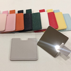 Miroir de poche ultra fin, Étui en cuir végétalien, Miroir de maquillage, Mini miroir de sac à main, Miroir de maquillage, Miroir de courtoisie, Multicolore, Incassable