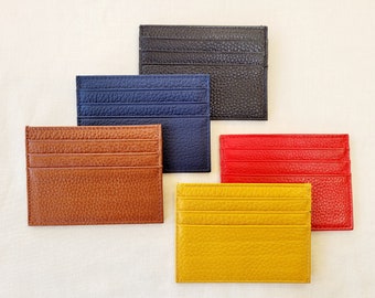 Slim Fine Leather Card Holder, Real Leather, Multi Colours, Credit Card Holder, Small Card Wallet, Slim Wallet, Card Sleeve