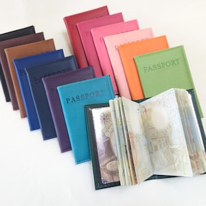 Portapassaporto, Pelle vegana, Custodia sottile per passaporto, Custodia per passaporto, Colori multipli, Protettore per passaporto, Portapassaporto colorato