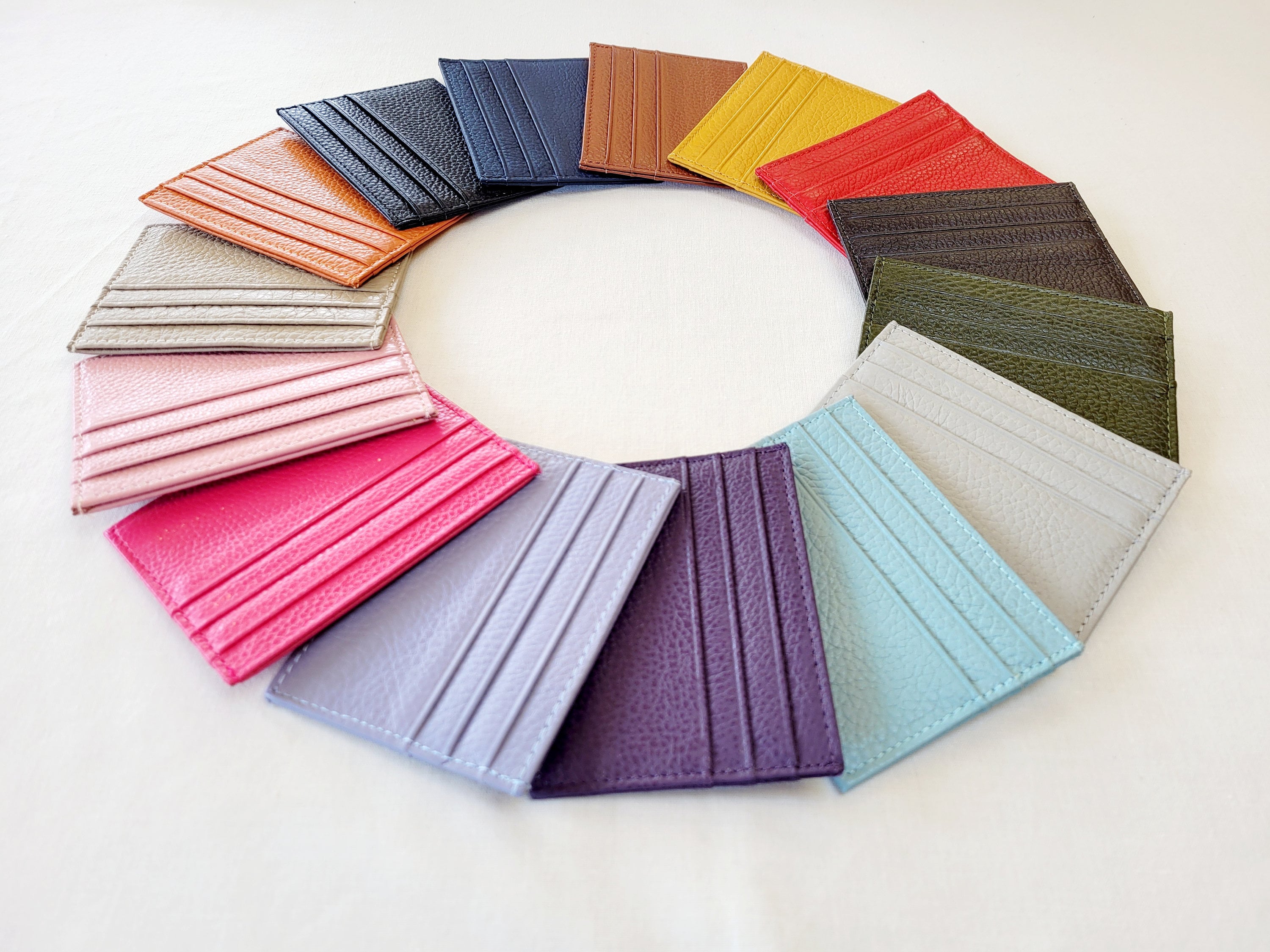 Slim Fine Leather Card Holder, Our Complete Range of Colours, Real Leather, Credit Card Holder, Small Card Wallet, Slim Wallet, Card Sleeve