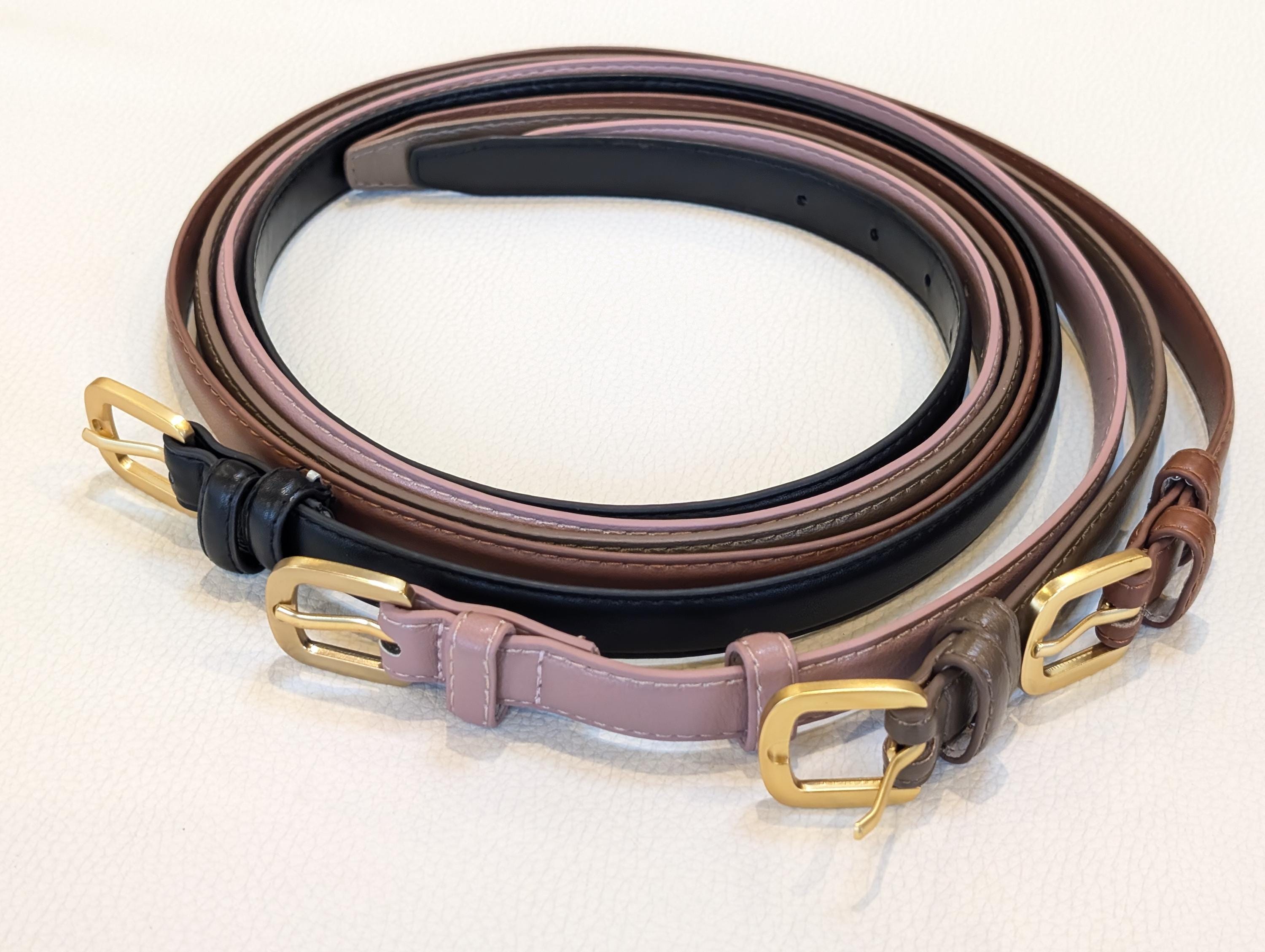 Slim Vegan Leather Square Buckle Belt, Gold Effect, Multi  display picture 3