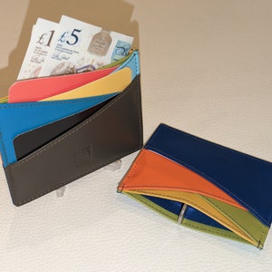 Porte-cartes fin en cuir, Double face, Cuir véritable de qualité supérieure, Porte-cartes coloré, Multicolore, Porte-cartes de crédit amusant, Portefeuille coloré