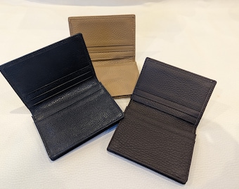 Porte-cartes en cuir véritable souple pour hommes, portefeuille en cuir mince, titulaire de la carte de crédit en cuir, portefeuille pliant, portefeuille Slimline pour hommes, 3 couleurs