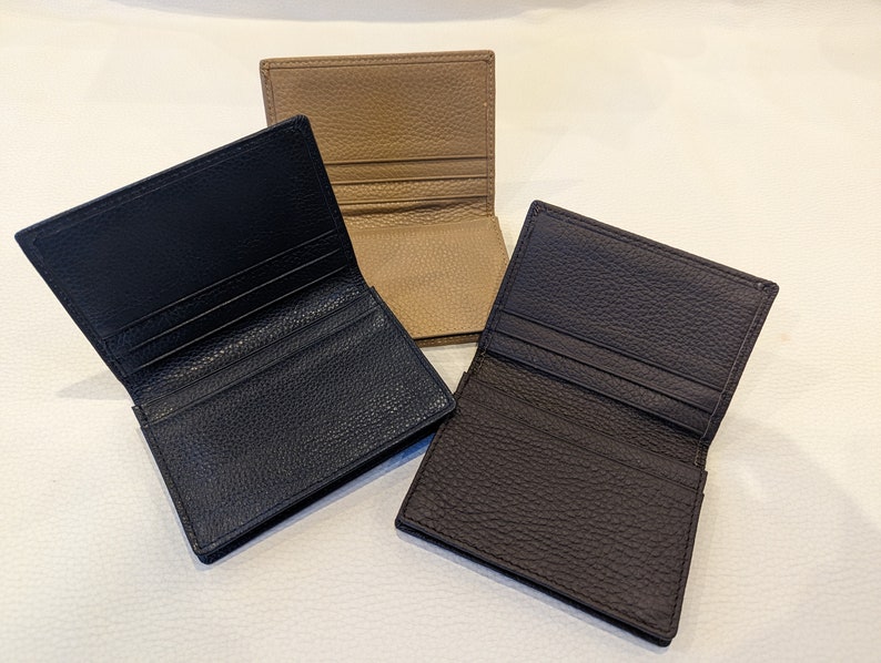 Mens Slim Soft Real Leather Card Holder, Slim Leather Wallet, Leather Credit Cardholder, Folding Wallet, Mens Slimline Wallet, 3 Colours image 1