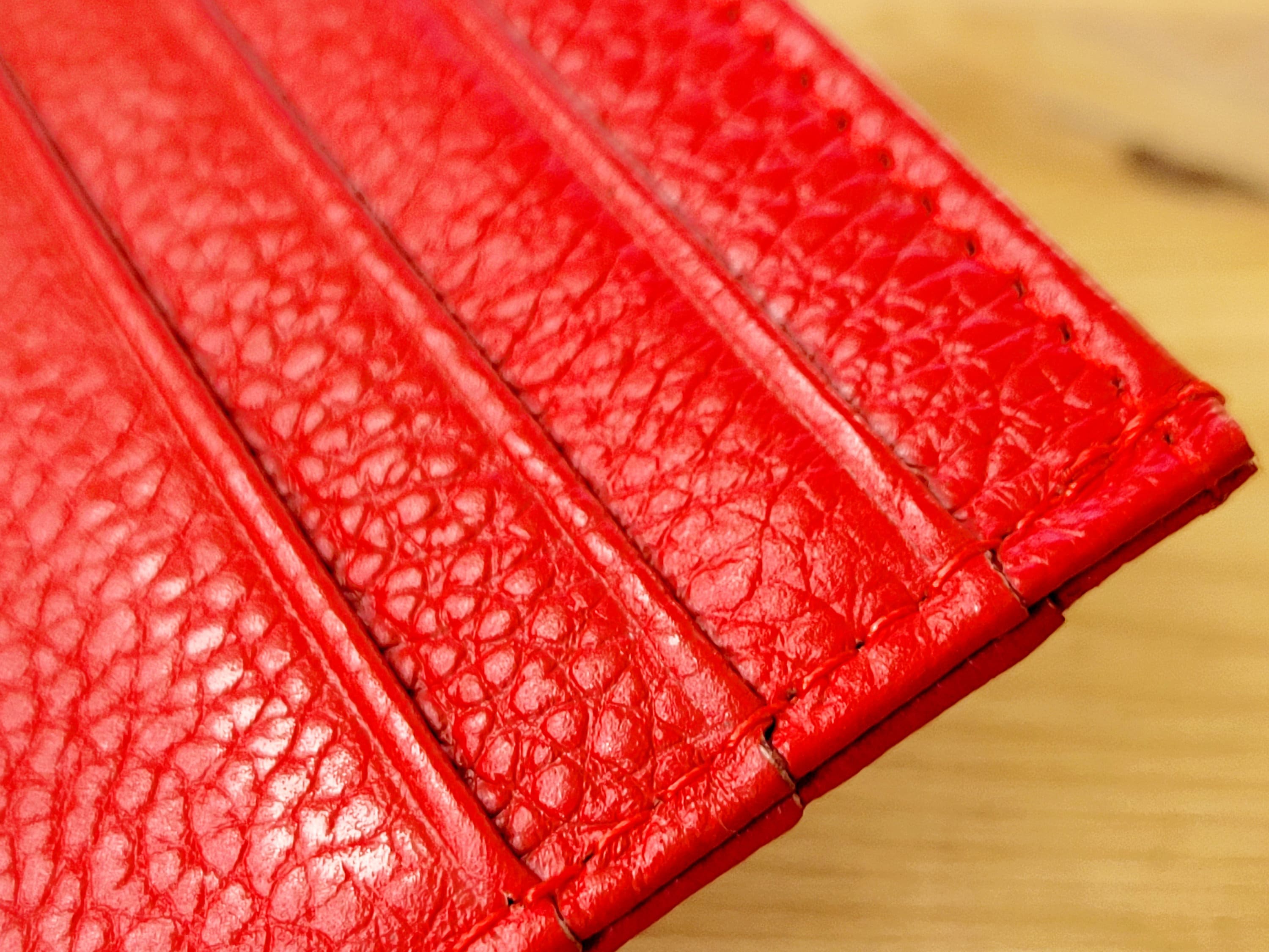Slim Funky Red Leather Card Holder, Red Credit Card Holder