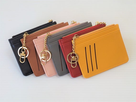 Vegan Leather Zip Card Holder With Keychain Secure Zip Purse -  Canada