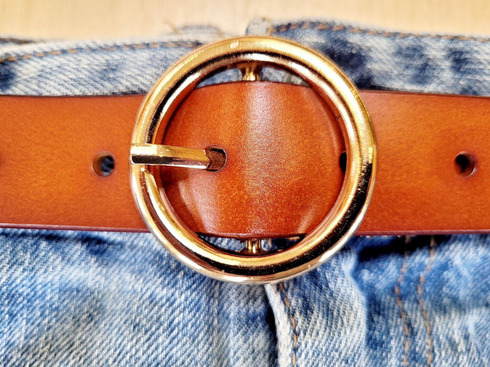 Round Buckle Belt Real Leather Belt Choice of 5 Colours Etsy UK