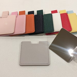 Ultradünner Taschenspiegel, Vegan Leder, Schminkspiegel, Mini-Handtaschenspiegel, Kosmetikspiegel, Kosmetikspiegel, Multi Farben, Unzerbrechlich Bild 1
