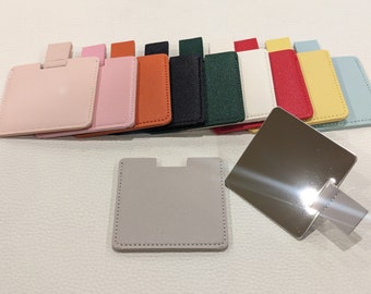 Ultradünner Taschenspiegel, Vegan Leder, Schminkspiegel, Mini-Handtaschenspiegel, Kosmetikspiegel, Kosmetikspiegel, Multi Farben, Unzerbrechlich