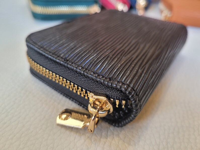 Vegan Leather Zip Card Holder Zipper Purse Small Zip Card Etsy