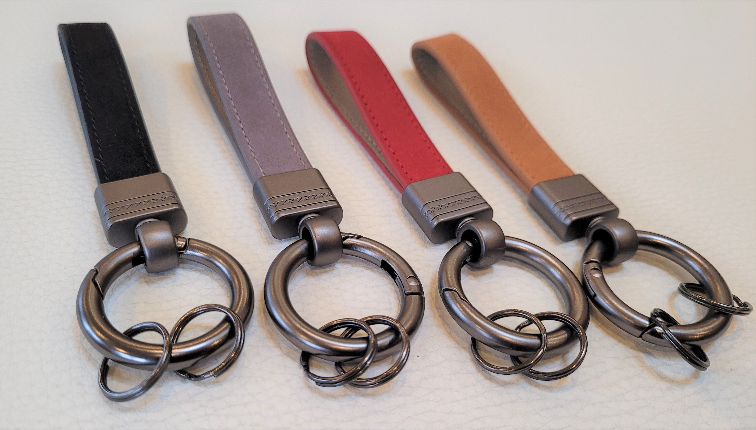 Luxury Real Leather Car Keychain, Leather Car Keyring, 7 Colours ...