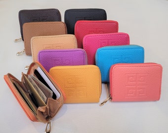 Vegan Leather Zip Card Holder, Zipper Purse, Small Zip Card Wallet, Zipper Card Holder, Secure, Multi Colours