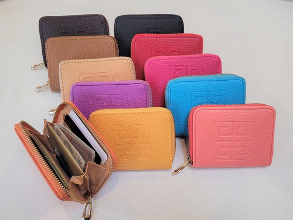 Vegan Leather Zip Card Holder Zipper Purse Small Zip Card -  Canada