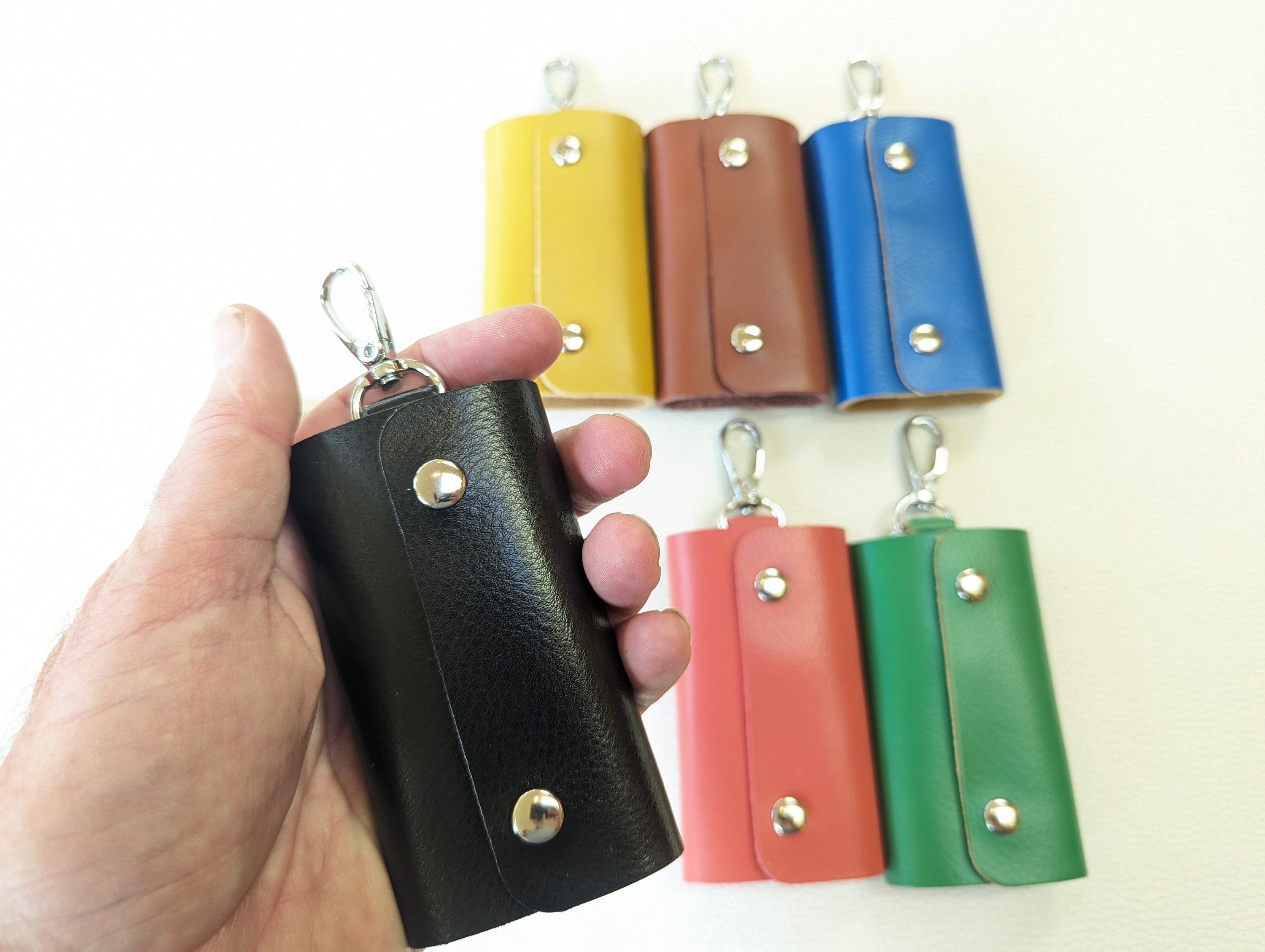 Real Leather Key Case, Leather Keychain, Key Holder, 12 Colours ...