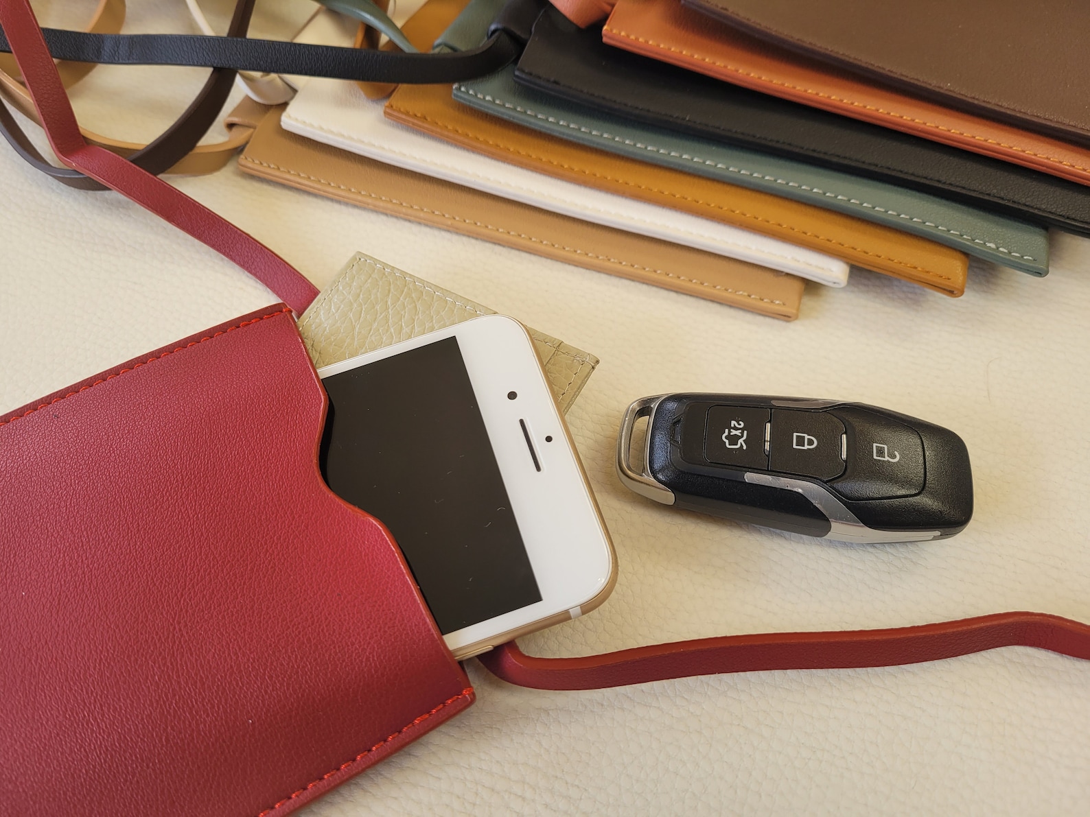 Vegan PU Leather Palm Springs Phone Bag - Beige main image 1