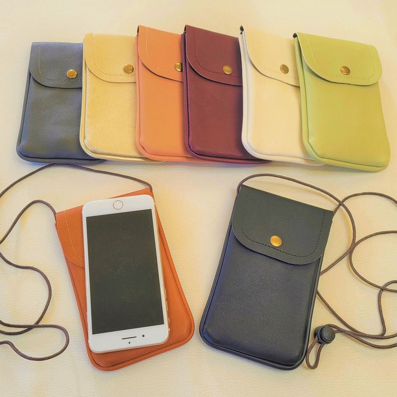 Slim Mobile Phone Bag, Adjustable Strap Length, Vegan Leather, Phone Shoulder Bag, Crossbody Bag, Multi Colours, Cell Phone Bag
