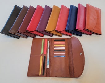 Leather Long Wallet, Real Leather, Card Holder Large Capacity, Real Leather Purse, Genuine Soft Leather Folding Wallet. 11 Colours