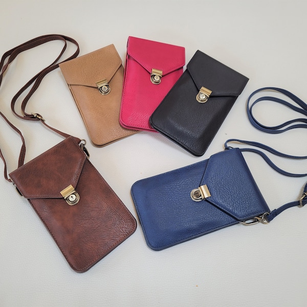 Premium Mobile Phone Bag, Crossbody Bag, Vegan Leather, Adjustable Strap, Cell Phone Bag, Mobile Phone Shoulder Bag, Multi Colours