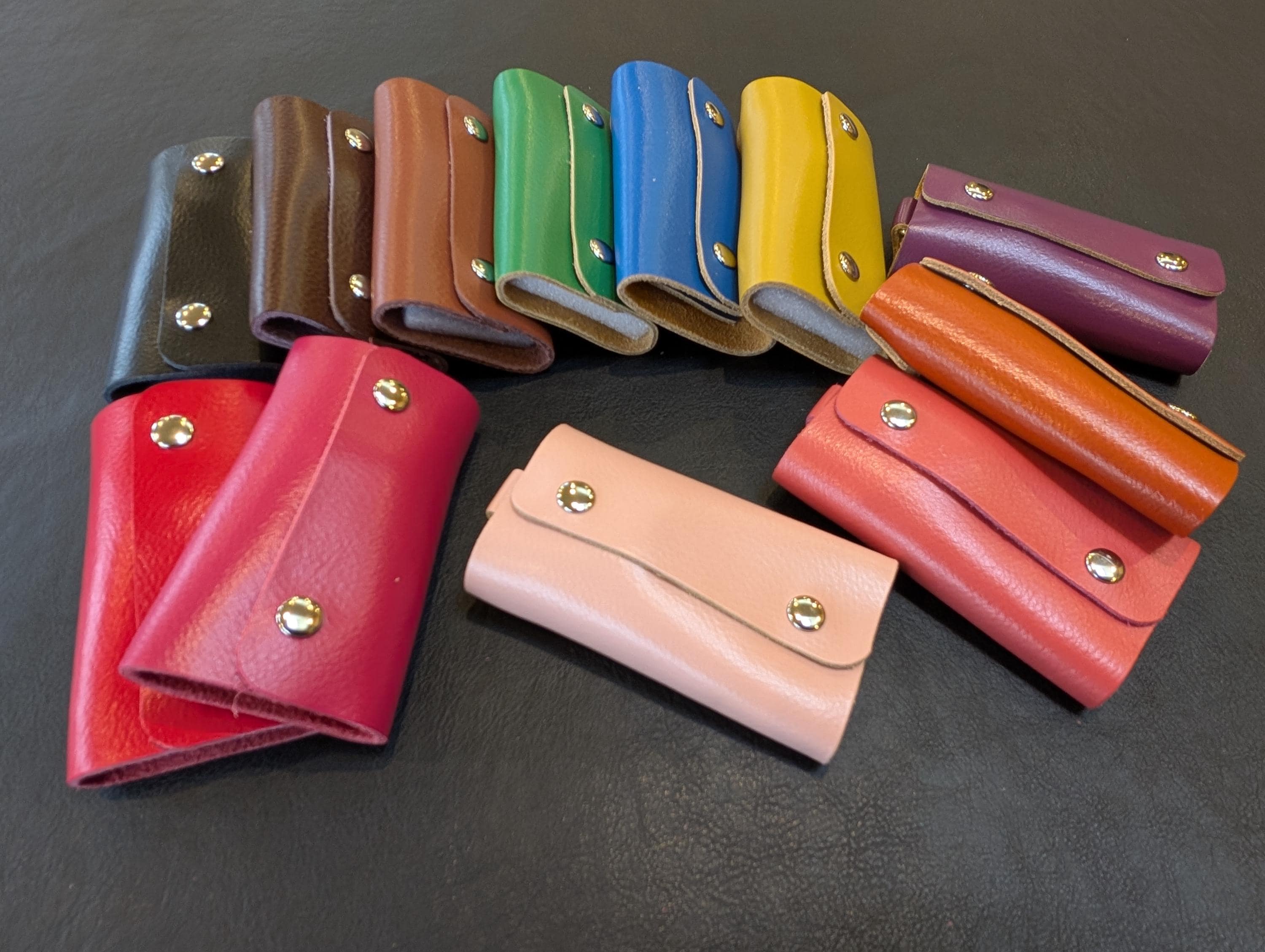 Real Leather Key Case, Leather Keychain, Key Holder, 12 Colours ...