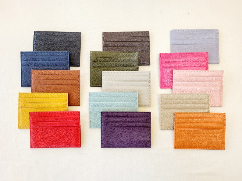 Slim Fine Leather Card Holder, Our Complete Range of Colours, Real Leather, Credit Card Holder, Small Card Wallet, Slim Wallet, Card Sleeve 画像 6