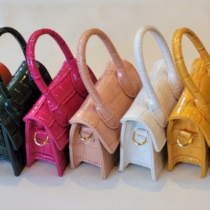 Mini Crossbody Bag, Vegan Leather, Multi Colours, Party Bag, Cute Shoulder Bag, Handle and Strap, Magnetic Fastening