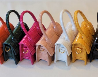 Mini Crossbody Bag, Vegan Leather, Multi Colours, Party Bag, Cute Shoulder Bag, Handle and Strap, Magnetic Fastening