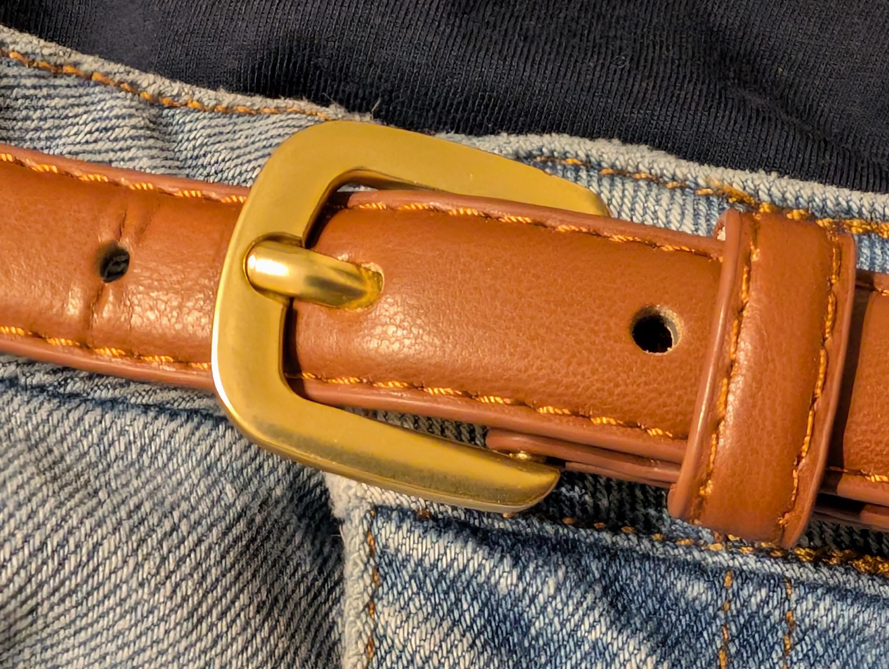 Classic Vegan leather Multicolor Gold Tone Buckle Skinny Belt Set Skinny Brown Leather Croc Belt with Gold Buckle | BRAHMIN main image 4