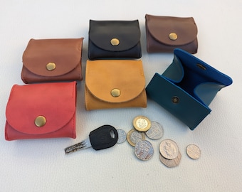 Real Leather Coin Purse, Lovely Soft Genuine Leather, Press Stud Fastening, Coin Wallet, Small Folding Pouch, Earphone Case, Snap Pouch