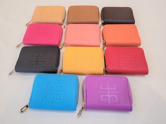 Vegan Leather Zip Card Holder, Zipper Purse, Small Zip Card