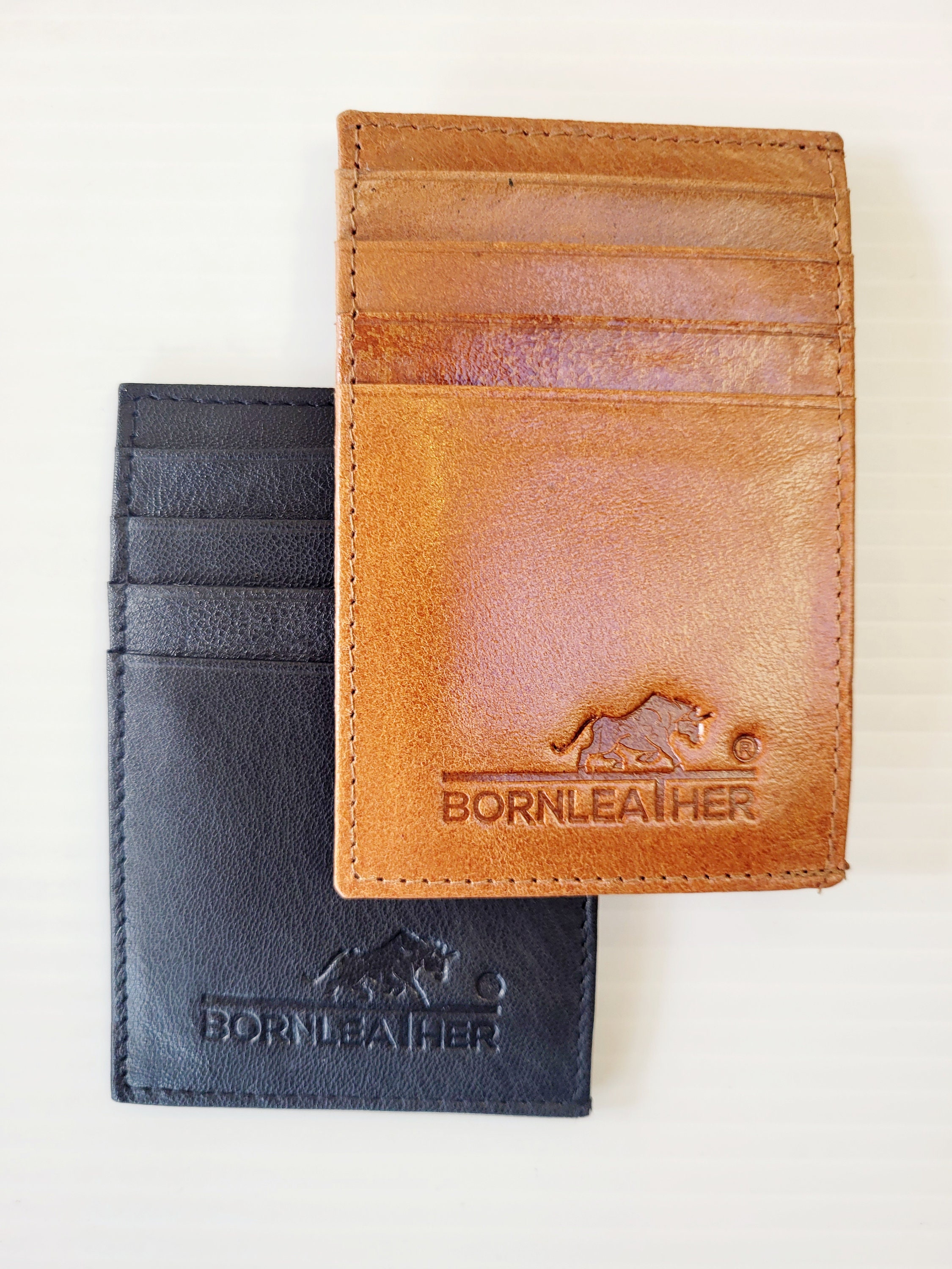 Slim Leather Credit Card Holder Thin Cardholder Genuine Etsy