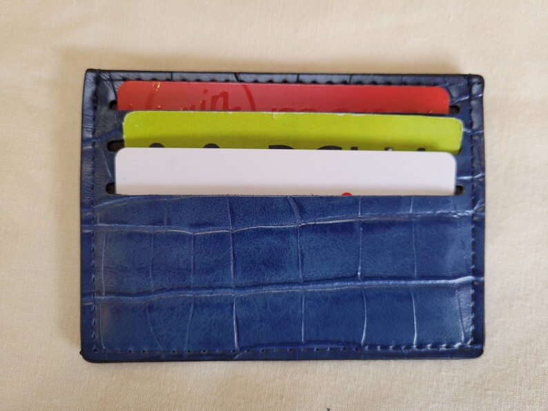 Vegan Leather Card Holder Multi Colours Blue Orange Brown Etsy