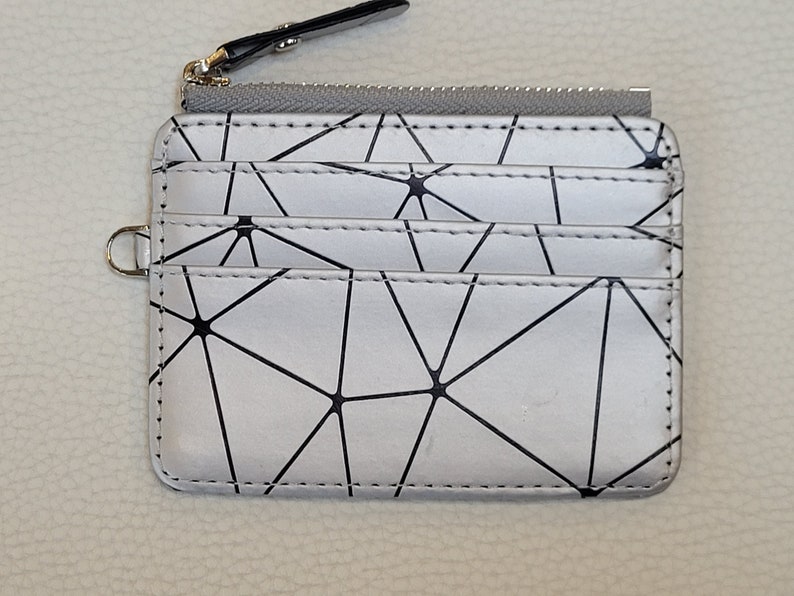 Slim Vegan Leather Zip Card Holder Keychain Card Holder Etsy