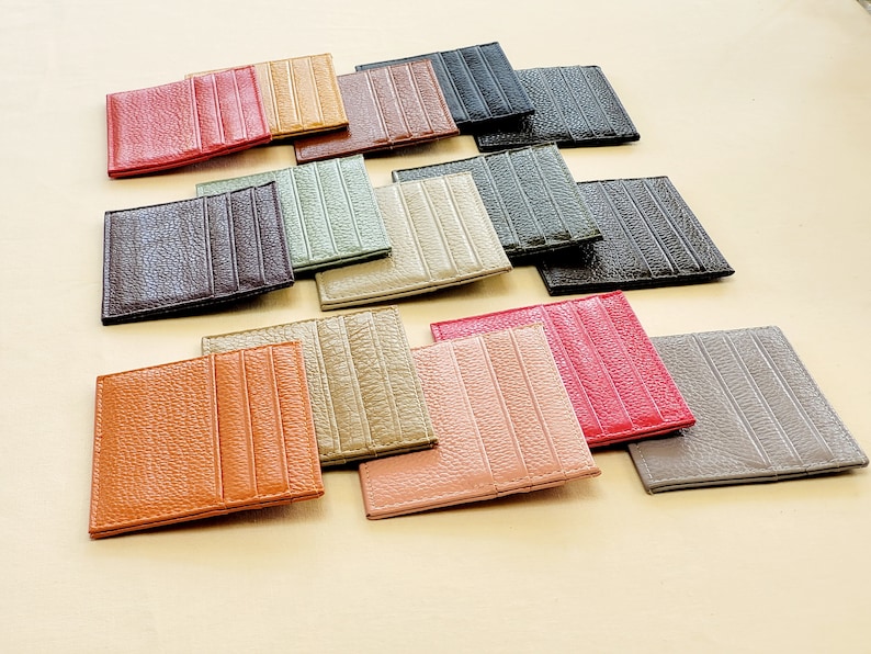 Slim Fine Leather Card Holder, Our Complete Range of Colours, Real Leather, Credit Card Holder, Small Card Wallet, Slim Wallet, Card Sleeve 画像 5