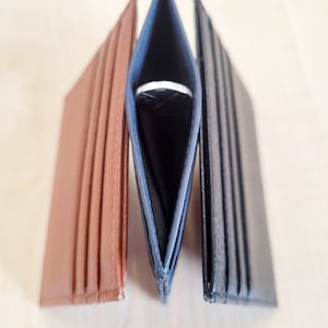 Slim Leather Credit Card Holder Black Blue or Brown Real - Etsy UK