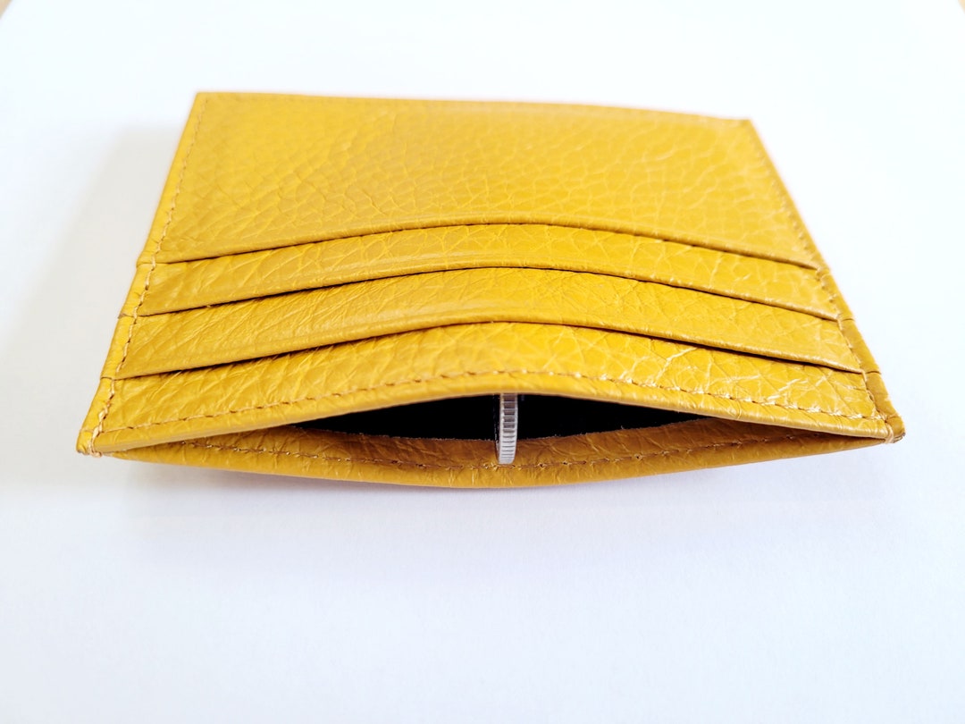 Slim Yellow Card Holder, Real Leather, Credit Card Holder, Slim Card ...