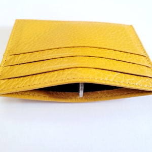 Slim Yellow Card Holder, Real Leather, Credit Card Holder, Slim Card Wallet, Slim Wallet, Genuine Leather, Card Sleeve, Womens Card Holder