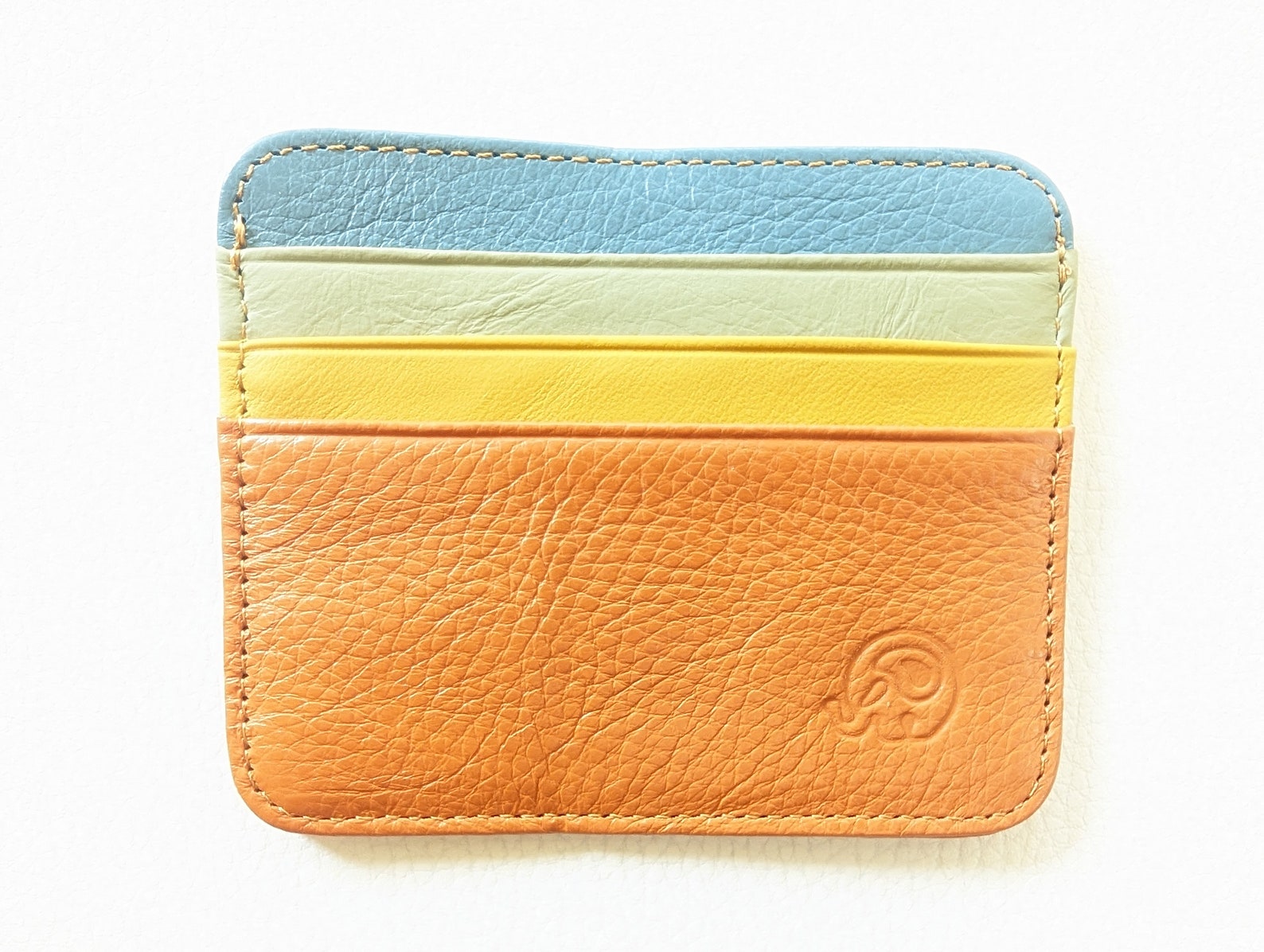 Multi Coloured Leather Card Holder, Real Leather, Slim Wallet, Brightly ...