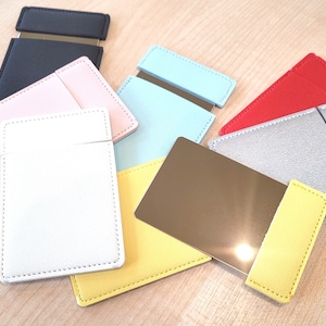 Ultradünner Schminkspiegel, Taschenspiegel, Handtaschenspiegel, Mini-Kosmetikspiegel, Kosmetikspiegel, vegane Ledertasche, mehrfarbig, unzerbrechlich