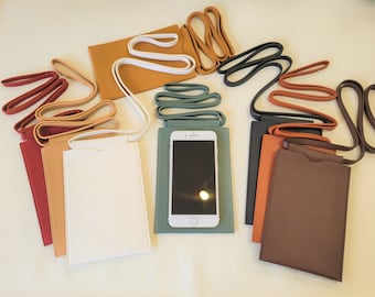 Borsa per cellulare sottile, Pelle vegana, Borsa a tracolla per telefono, Borsa a tracolla per telefono cellulare, Porta cellulare, Multi colori, Borsa per cellulare