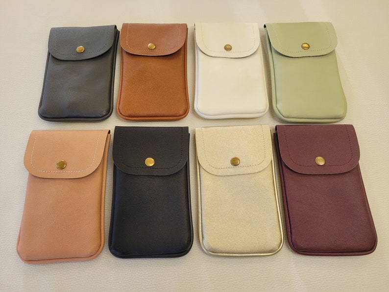 Slim Mobile Phone Bag, Adjustable Strap Length, Vegan Leather, Phone Shoulder Bag, Crossbody Bag, Multi Colours, Cell Phone Bag image 9