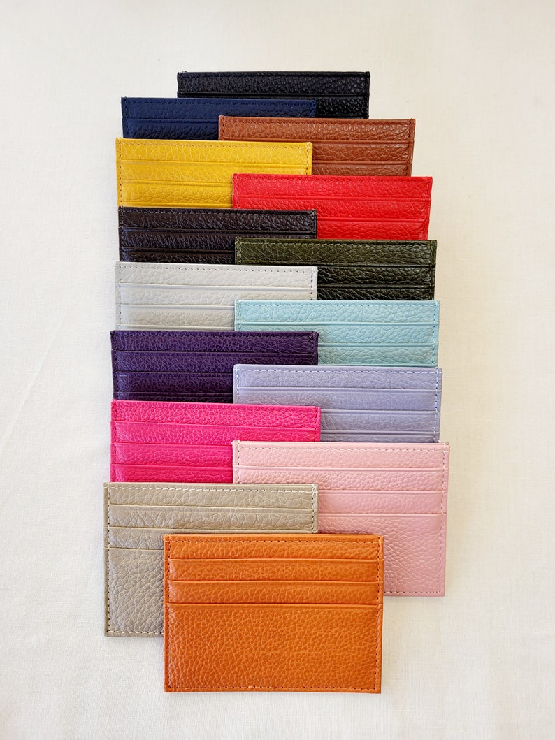 Slim Fine Leather Card Holder, Our Complete Range of Colours, Real Leather, Credit Card Holder, Small Card Wallet, Slim Wallet, Card Sleeve 画像 7