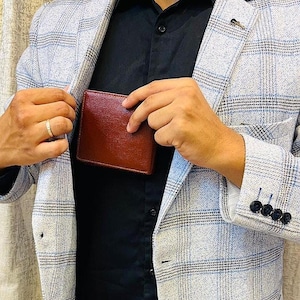 Geelbruin leer | leren portemonnee | volnerf leer |  dubbele portemonnee | minimalistische portemonnee | vaderdagcadeau | Portemonnee met meerdere kaarten | muntzakje