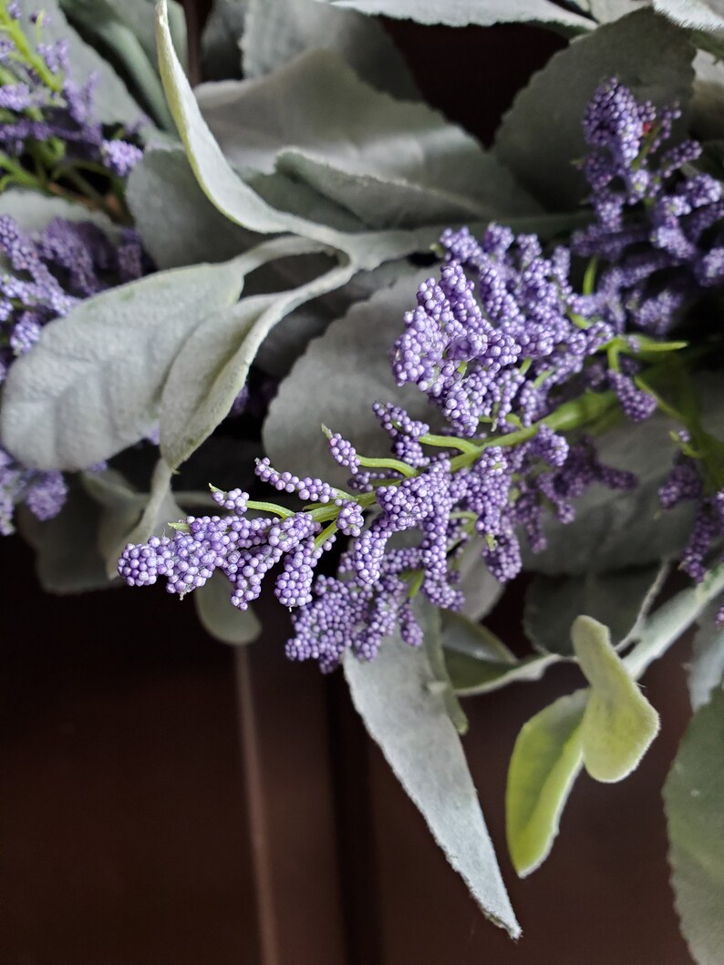 Lambs Ear and Lavender Wreath for Front Door Farmhouse Wreath Etsy