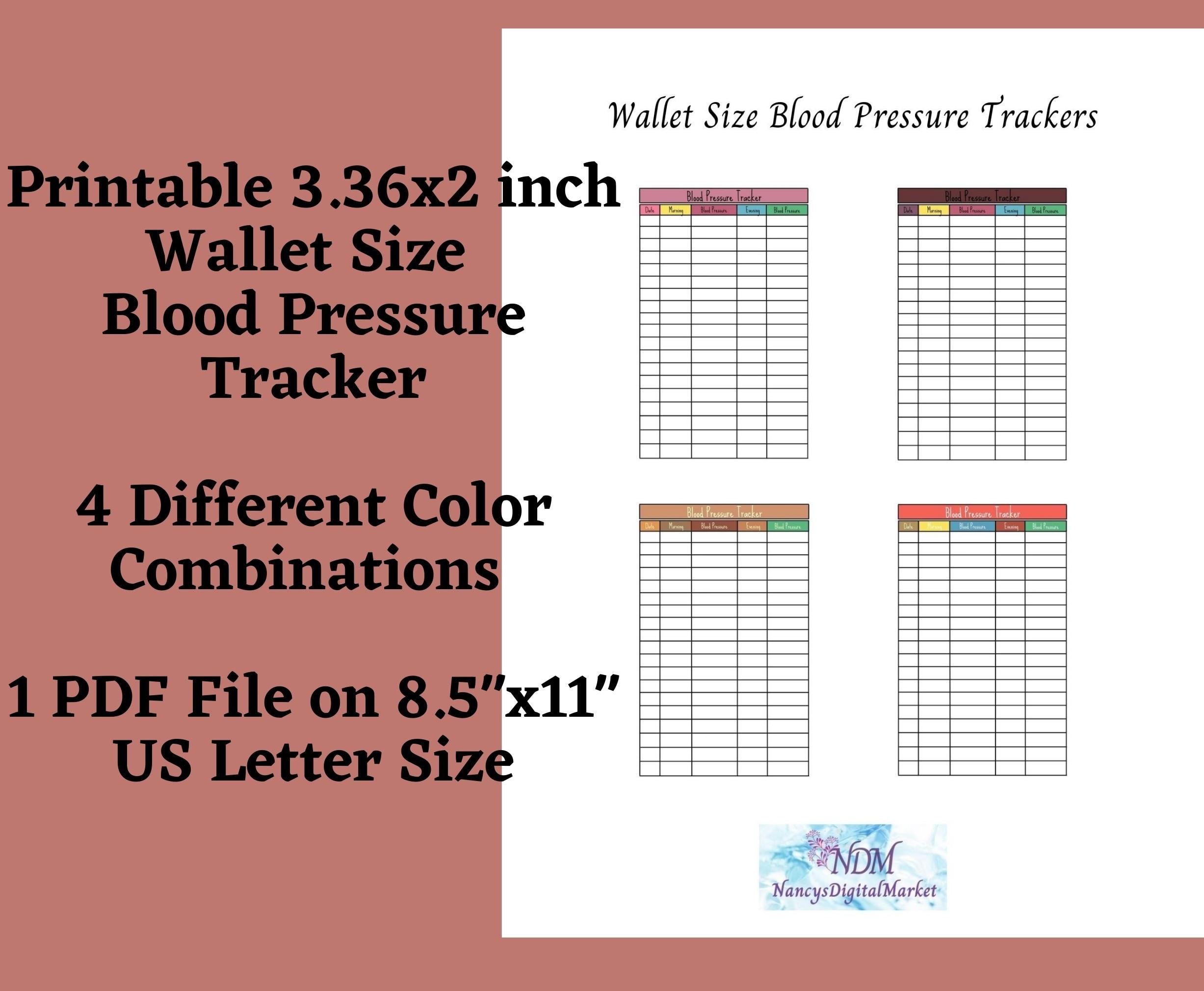 Wallet Size Blood Pressure Tracker Digital Printable 4 Etsy