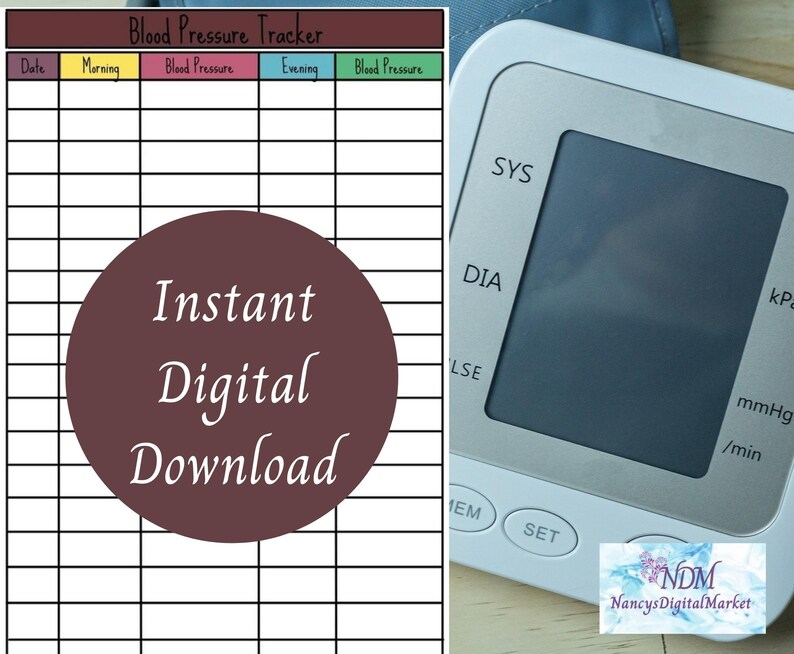 Wallet Size Blood Pressure Tracker Digital Printable 4 Etsy