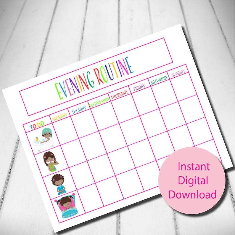 Girl Daily Routine Chart.pdf Daily Routine Chart for Girls - Etsy