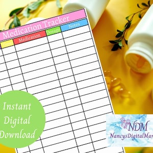 Wallet Size Medication Tracker Digital Printable, 4 Different Color ...