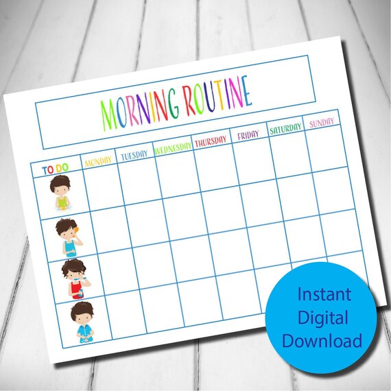 Daily Routine Chart for Boys | Etsy