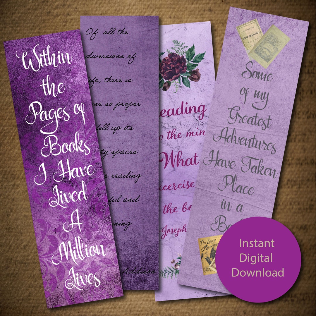 Book Quotes Bookmarks Digital Printable Instant Download Pdf - Etsy